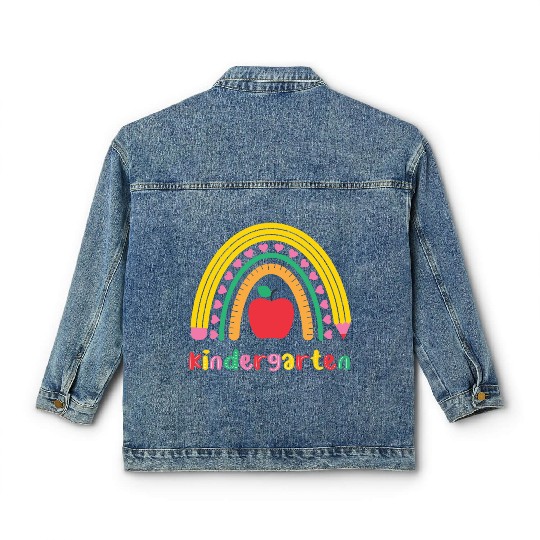 Kindergarten Rainbow Girls Kids Teacher Team Classic Women's Denim Jackets