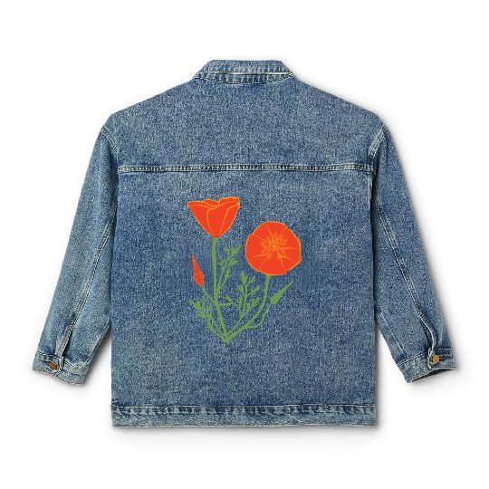 California Poppies on Clear Background Classic Women's Denim Jackets