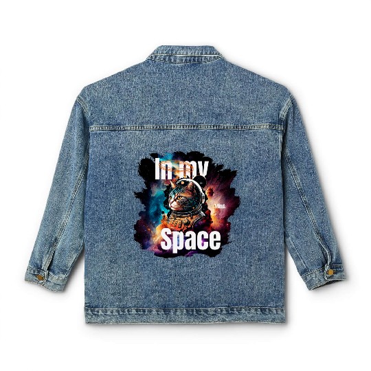 In my Mind Space Cat Astronaut Animal Pets Lover Classic Women's Denim Jackets