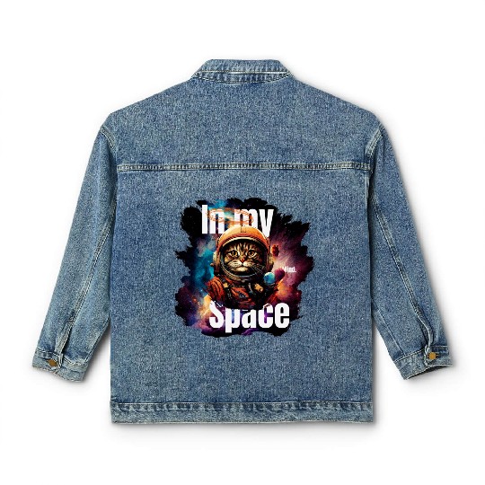 In my Mind Space Cat Astronaut Animal Pet Lover Classic Women's Denim Jackets