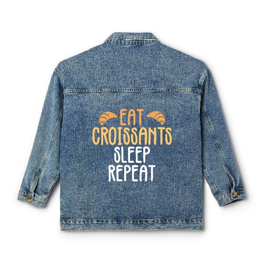 Croissant Love Joke Bakery Bread Pastry Patisserie Classic Women's Denim Jackets