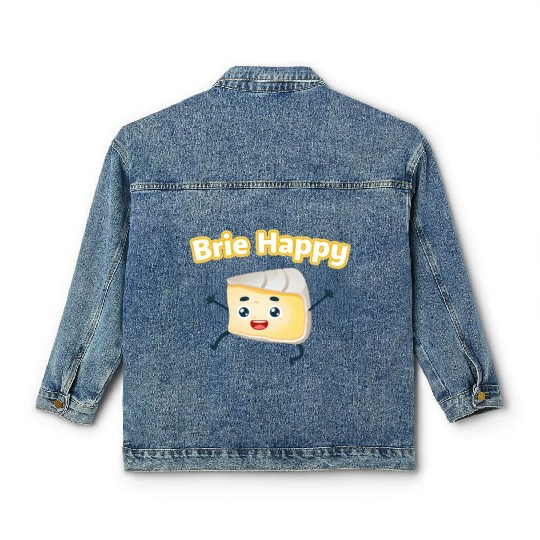 Brie Happy: Cheesy Pun for Cheese Lovers Classic Women's Denim Jackets