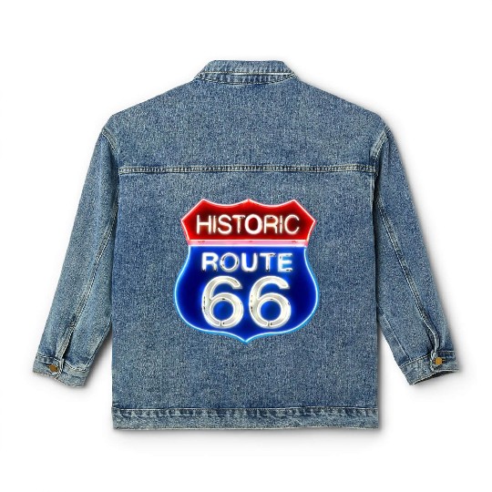 Route 66 neon sign Classic Women's Denim Jackets