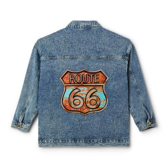 Route 66 vintage sign - Rusty metal sign Classic Women's Denim Jackets