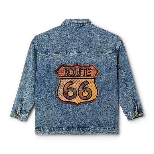 Route 66 vintage sign - Rusty metal 2 Classic Women's Denim Jackets