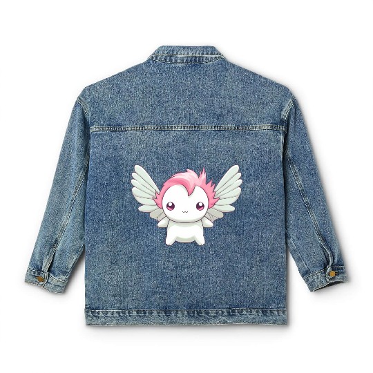 Sweet Axolotl with Angel Wings: Heavenly Design Classic Women's Denim Jackets
