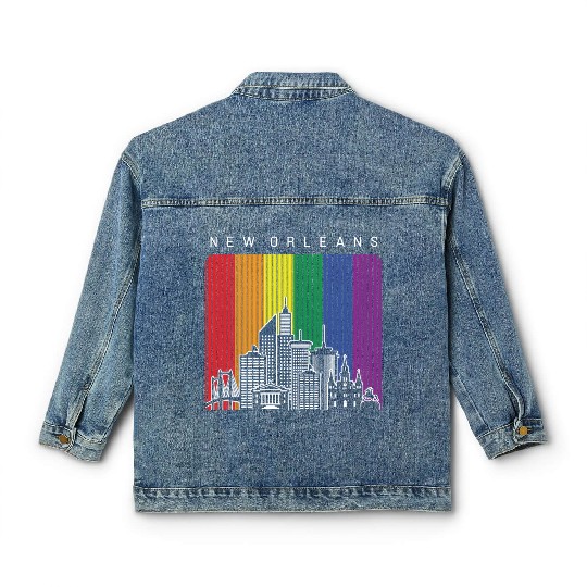 New Orleans Louisiana Rainbow Flag LGBT Pride Classic Women's Denim Jackets