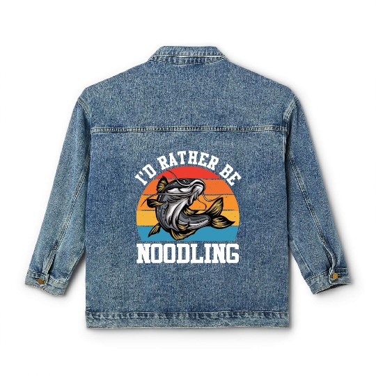 Waller Angler I'd rather be Noodling Catfish Classic Women's Denim Jackets