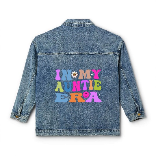 In My Auntie Era Baby Announcement for Aunt Mother Classic Women's Denim Jackets