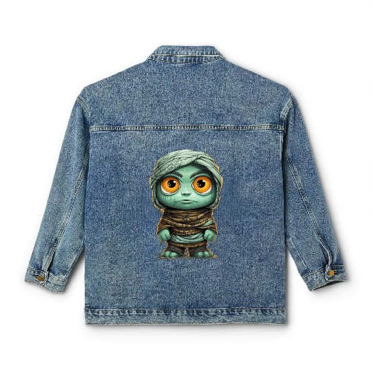 Halloween Spooky Cartoon Mummy Classic Women's Denim Jackets