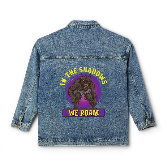 Funny Horror Werewolf Lycanthropy Full Moon Shapes Classic Women's Denim Jackets