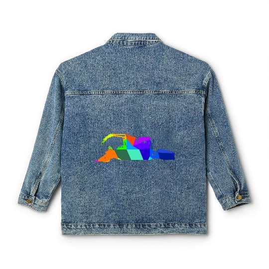 Colorful rainbow snow groomer snow vehicles Classic Women's Denim Jackets
