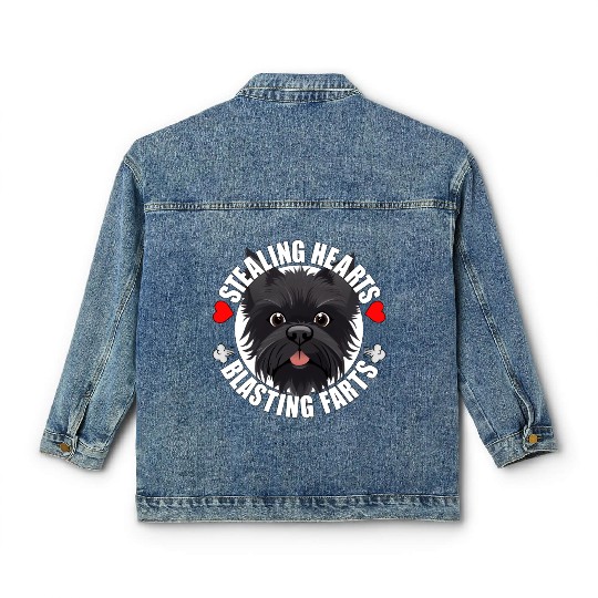 Affenpinscher Comedy Stealing Hearts Blasting Classic Women's Denim Jackets