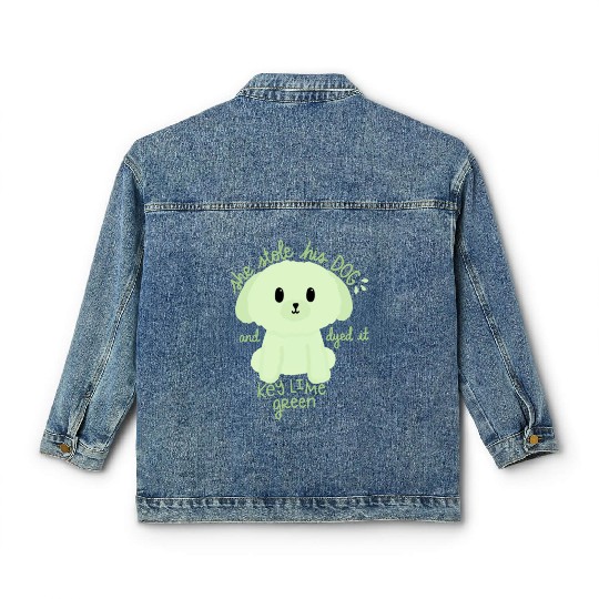 Key Lime Green Dog Classic Women's Denim Jackets