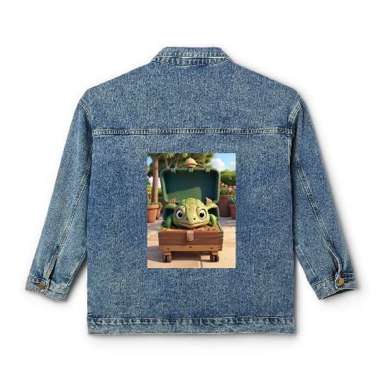 Tortuga grande con caja en jardin Classic Women's Denim Jackets