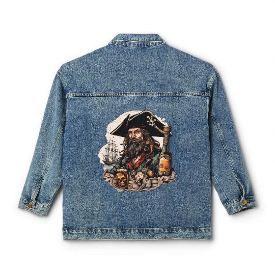 Drunk Pirate / Ahoi / Anchor / Rum / Ship / Boat Classic Women's Denim Jackets