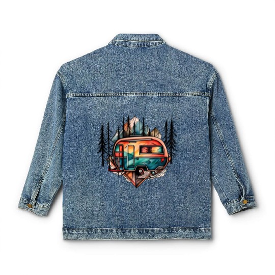 Camper / camping / Wildness / Tree / Mountain Classic Women's Denim Jackets