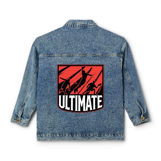 Flying Disc Ultimate Frisbee Player Disc Golfing Classic Women's Denim Jackets