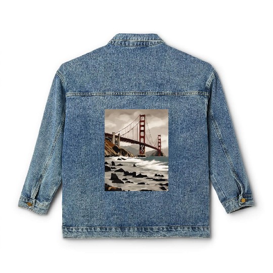 Golden Gate Bridge California Classic Women's Denim Jackets, Golden Gate