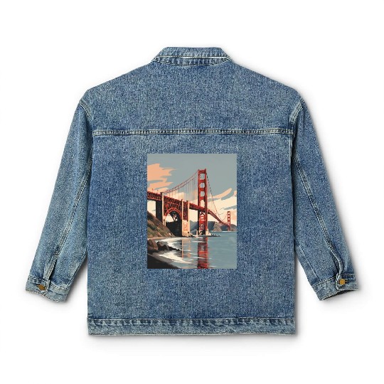 Golden Gate Bridge California Classic Women's Denim Jackets, Golden Gate