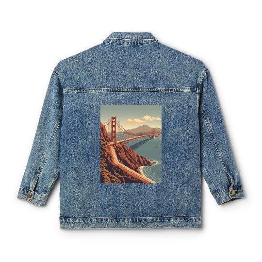 Golden Gate Bridge California Classic Women's Denim Jackets, Golden Gate