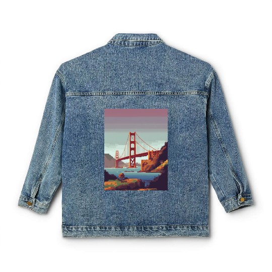 Golden Gate Bridge California Classic Women's Denim Jackets, Golden Gate