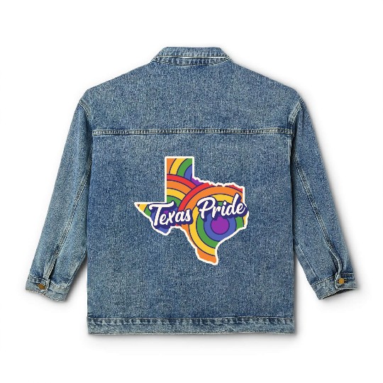 Rainbow Map Texas Design for proud LGBT+ Texans Classic Women's Denim Jackets