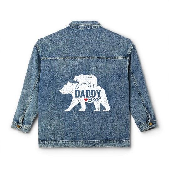 Daddy Bear Fathers Day Cute Baby Cub Papa Dad Classic Women's Denim Jackets