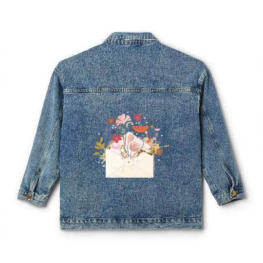 floral envelope with flowers and seal Classic Women's Denim Jackets