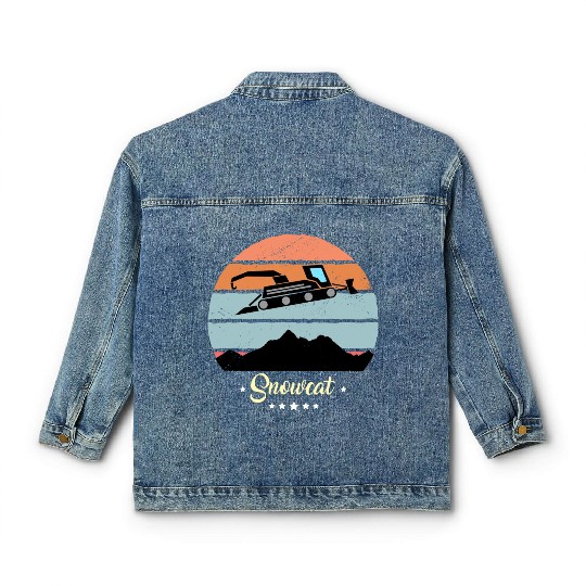 Snowcat Vintage Snow Vehicles Retro Sunset Classic Women's Denim Jackets