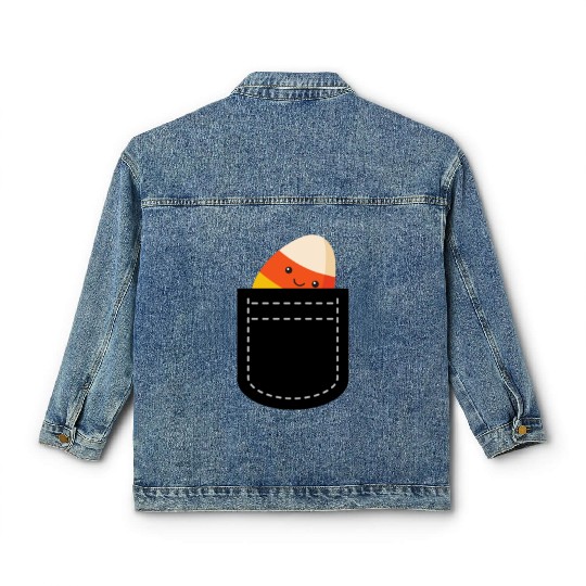 Cool Candy Corn For Men Women Pocket Candy Corn Classic Women's Denim Jackets