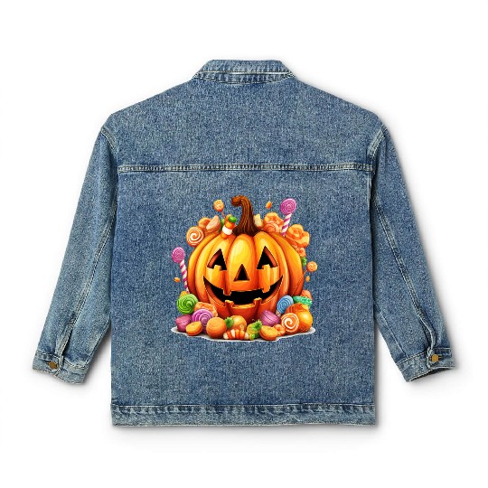 Fun Halloween Sweet Pumpkin Sugar Magic Classic Women's Denim Jackets