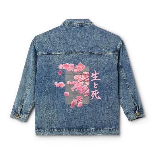 Cherry Blossom Life And Death SeiToShi Kanji Japan Classic Women's Denim Jackets