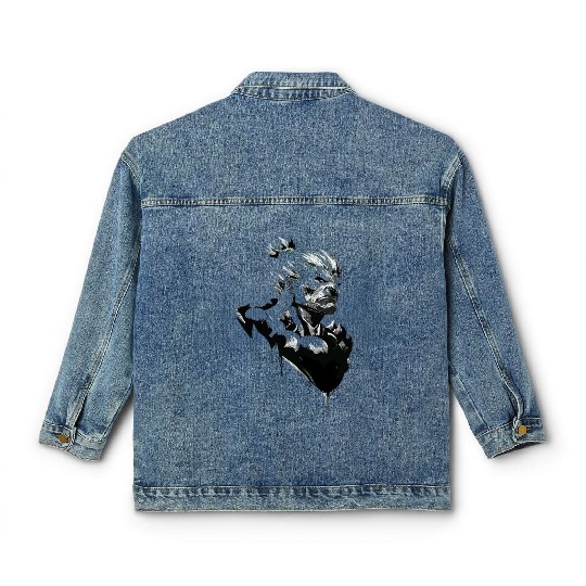 Monochrome Street Fighter: Akuma's Knightly FanAr Classic Women's Denim Jackets