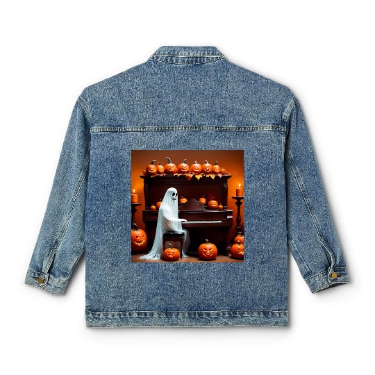 The ghost plays the piano in the ghost house. Classic Women's Denim Jackets