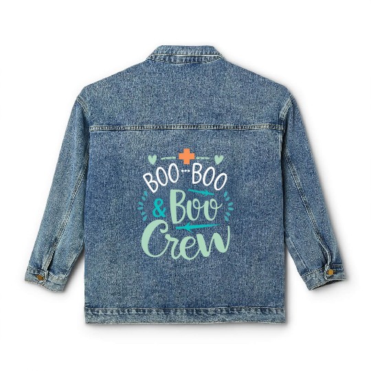 Boo Boo Crew Ghost Halloweent-chirt Classic Women's Denim Jackets