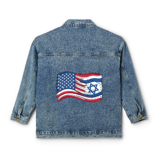 USA Israel flag! We stand with Israel! Classic Women's Denim Jackets