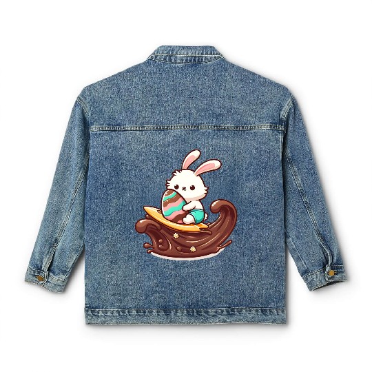 Easter Bunny Surfboard Chocolaty Waves Classic Women's Denim Jackets
