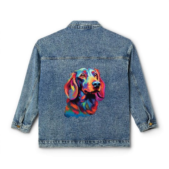 Watercolor Colorful Dachshund Classic Women's Denim Jackets