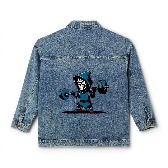 Gym Reaper, Grim Reaper Classic Women's Denim Jackets halloween fitness