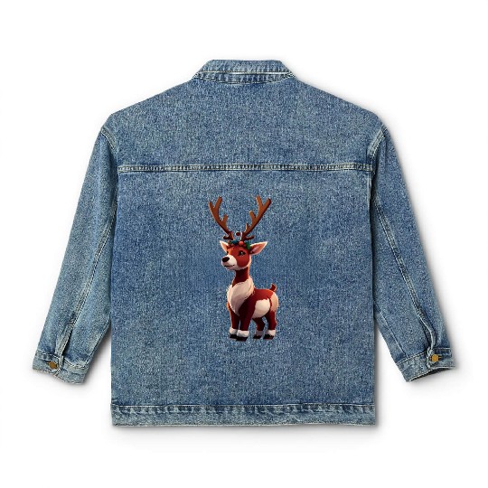 Cute Reindeer Classic Women's Denim Jackets
