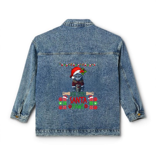 "Santa Paws' Kitty Welcome" Classic Women's Denim Jackets