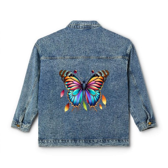 Colorful artistic butterfly Classic Women's Denim Jackets