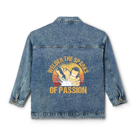 Welder Sparks Passion Retro Metal Processing Classic Women's Denim Jackets