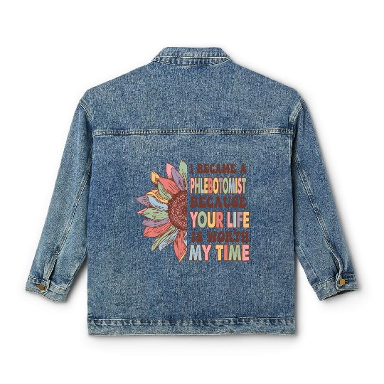 Phlebotomist Rainbow Leopard Print Face Classic Women's Denim Jackets