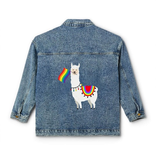 Lgbt Flag Llama Gay Lesbian Classic Women's Denim Jackets