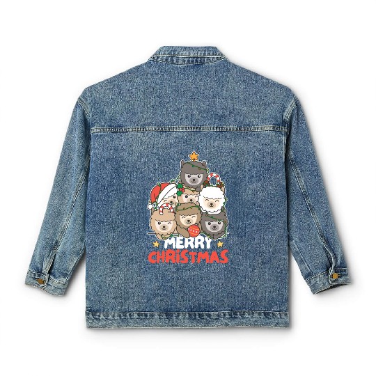 Alpaca Christmas Tree Merry Christmas Classic Women's Denim Jackets