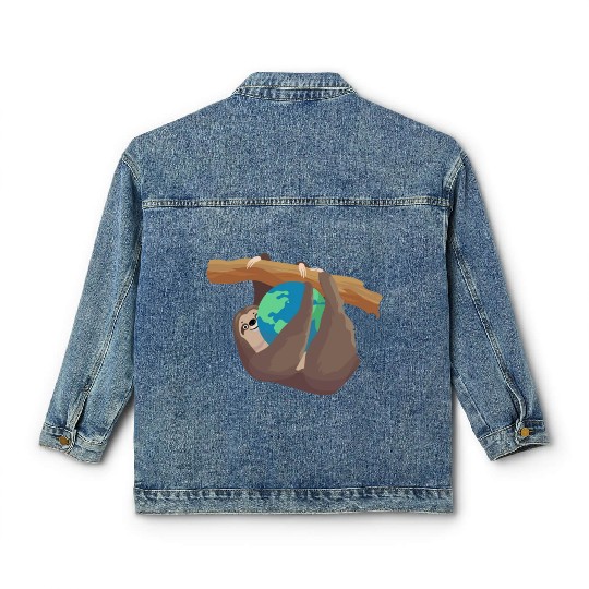 Forest Sloth Animal Embrace Mother Earth Day Classic Women's Denim Jackets