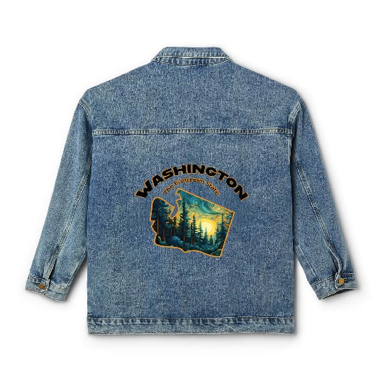 Washington Wildlife - evergreen Classic Women's Denim Jackets