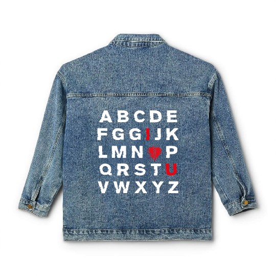 Abc Alphabet I Love You English Teacher Valentines Classic Women's Denim Jackets